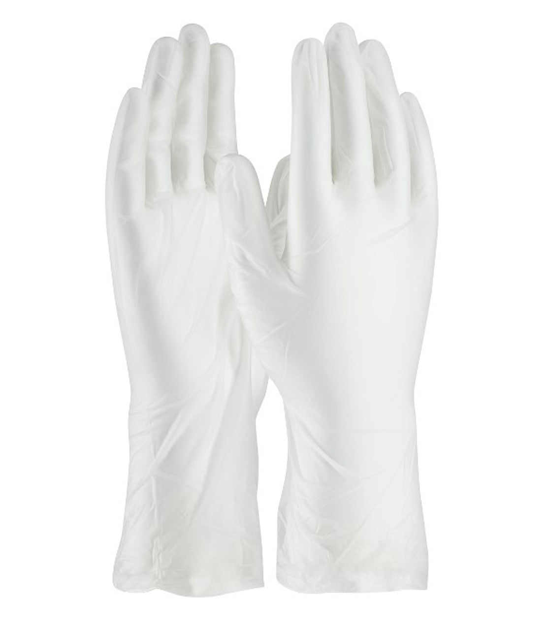 Vinyl Gloves – 12" Length – ISO 5 Class 100 – Finger Textured Grip – Clear – PI-2830 (Available S–XL)